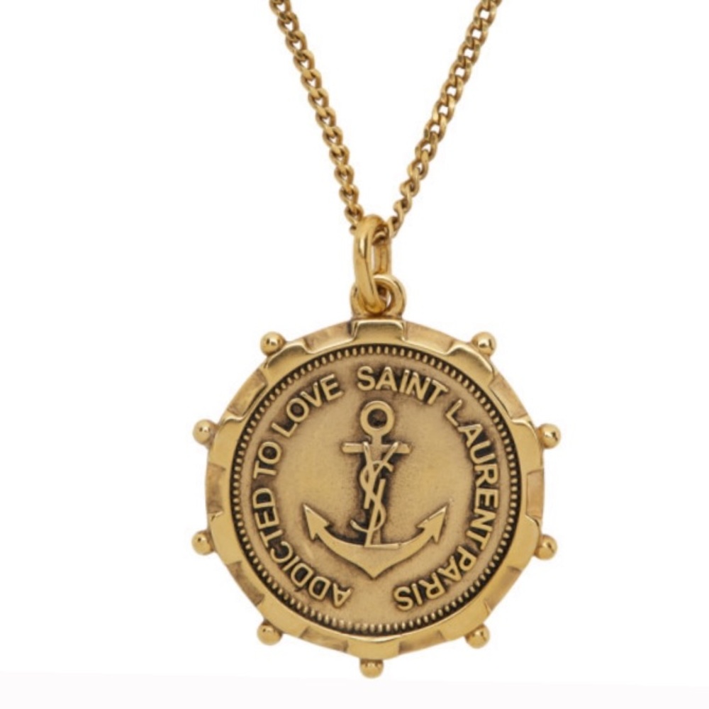 Saint Laurent Logo Medallion Necklace